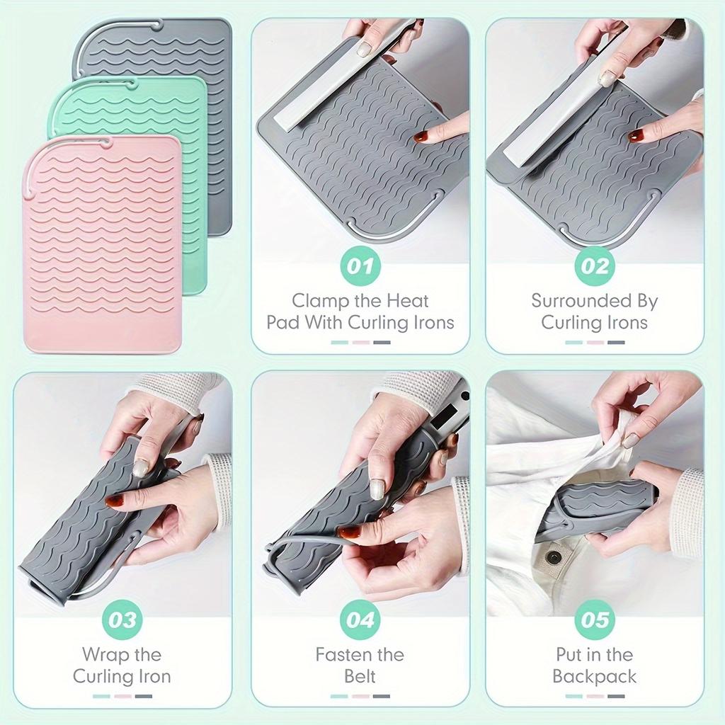 Portable Silicone Heat Resistant Mat Hair Straightener Curler Insulation Pad Non-Slip Anti Heat Mat Hair Styling Tool For Travel
