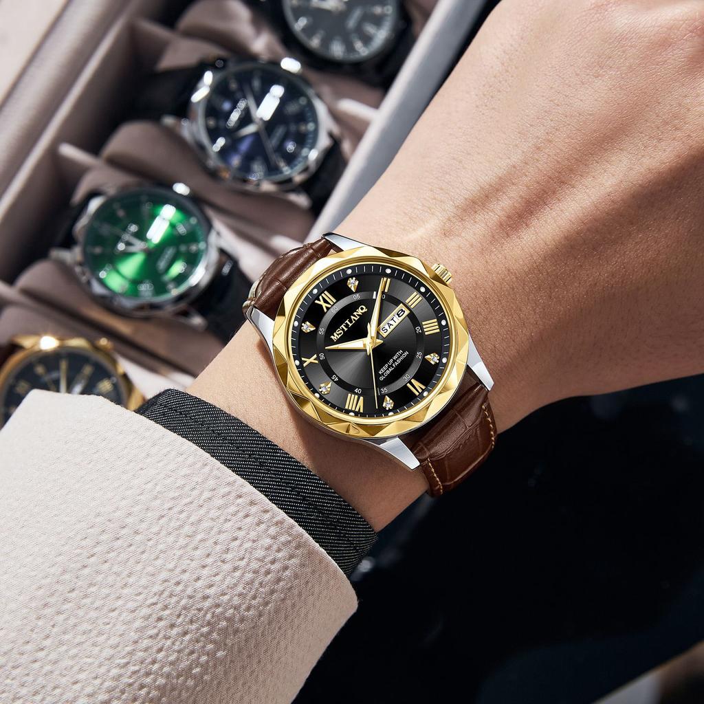 Belt Men'S Watch Men'S Fashion Double Calendar Quartz Watch Counter Same