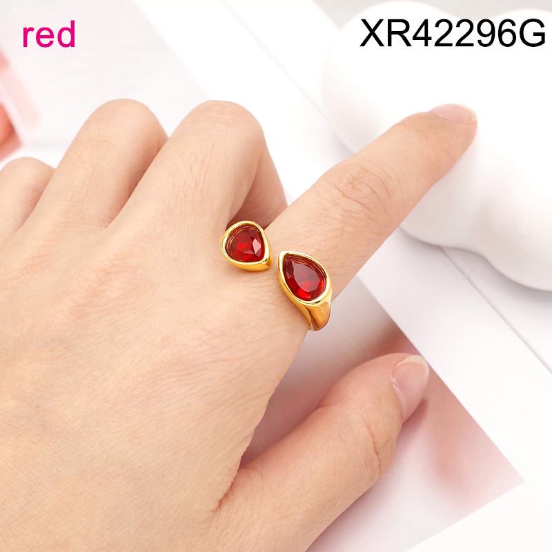 Elegant Gold-Plated Adjustable Teardrop Ring with Zircon – Versatile Luxury Fashion for Women
