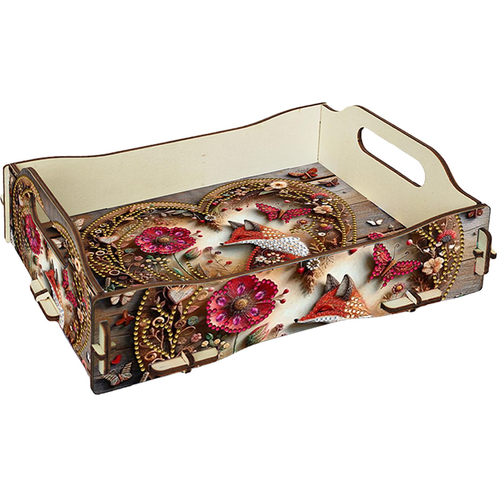 

5D DIY Diamond Painting Serving Tray Wooden DIY Diamond Painted Dining Plate Diamond Art Tableware Manager Tray for Coffee Table