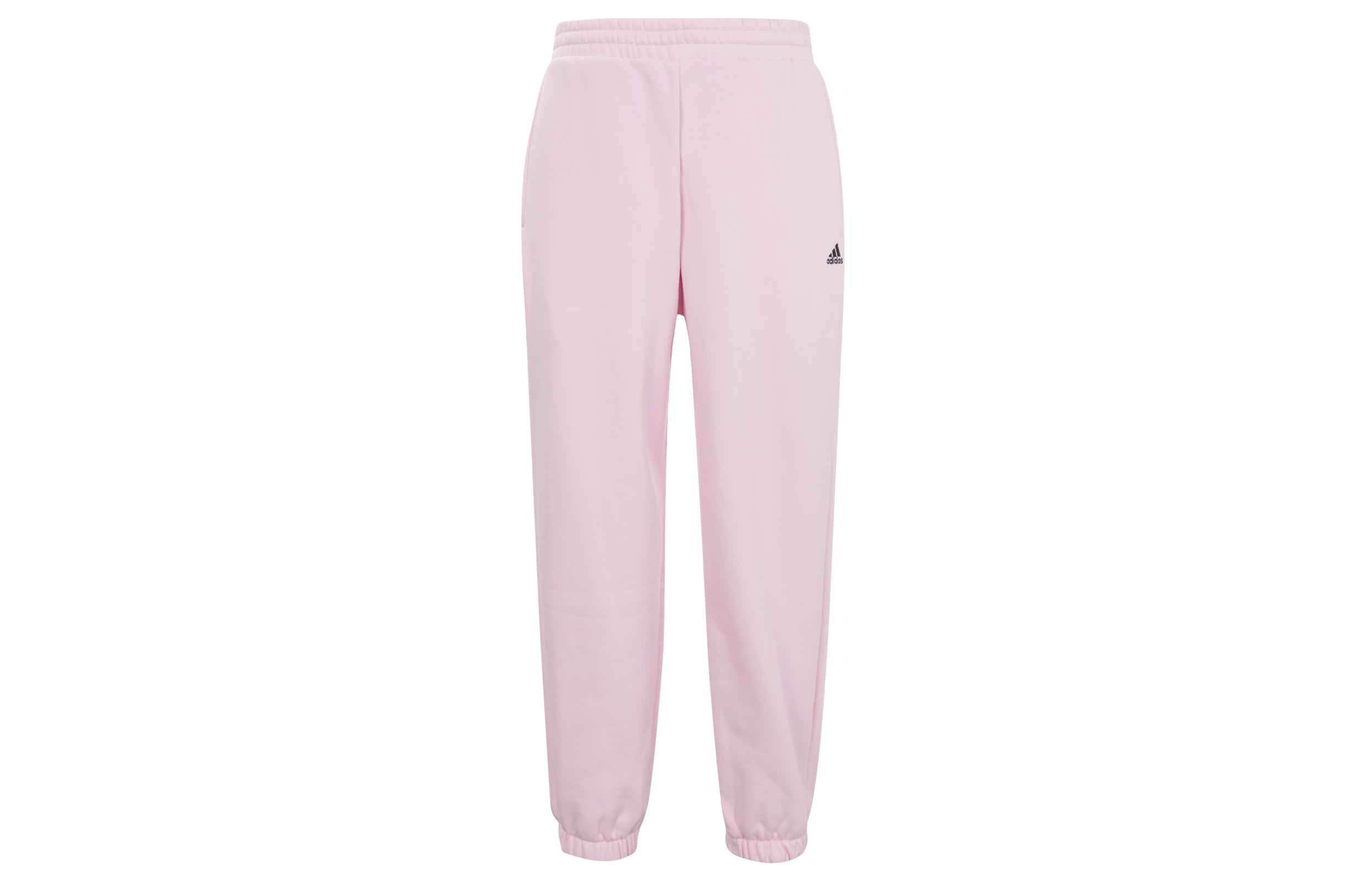

Adidas Brand Logo Thickened And Fleece Lined Loose Fit Elastic Cuff Knitted Sweatpants Unisex Clear Pink IV7611 XL
