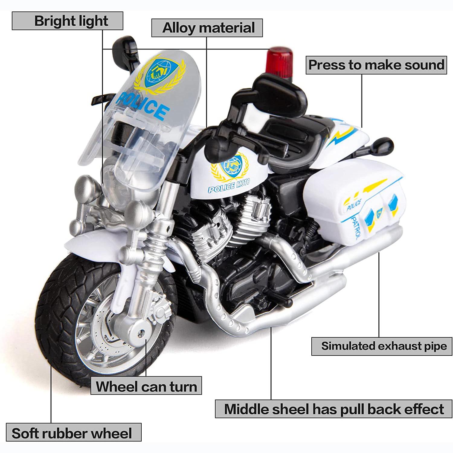 1:12-масштабная модель мотоцикла из литого под давлением полицейского сплава — фото 3