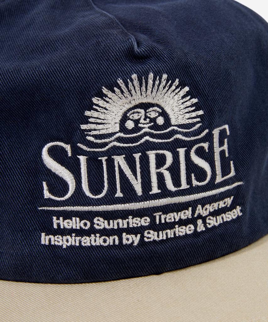 HELLO SUNRISE Washed Horizon Relaxed Fit 5P Cap_Navy & Cream