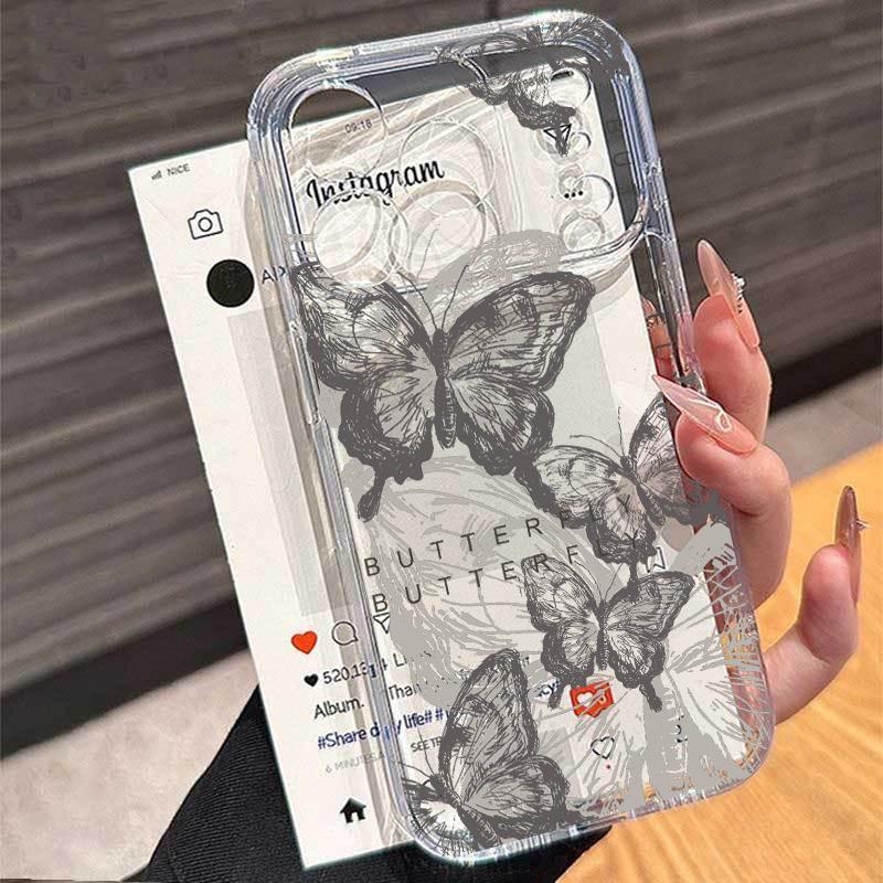 Gold Butterfly Transparent Phone Case For Samsung Galaxy A57 A56 5G A36 A26 A16 A07 A55 A15 A54 S26 S25 Ultra S24 S23 Plus FE