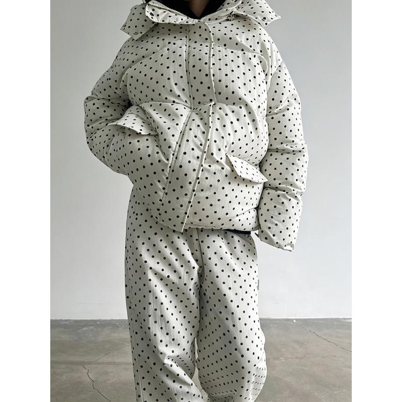Women Loose Drawstring Striped Warm Thick Hooded Winter Puffer Coat