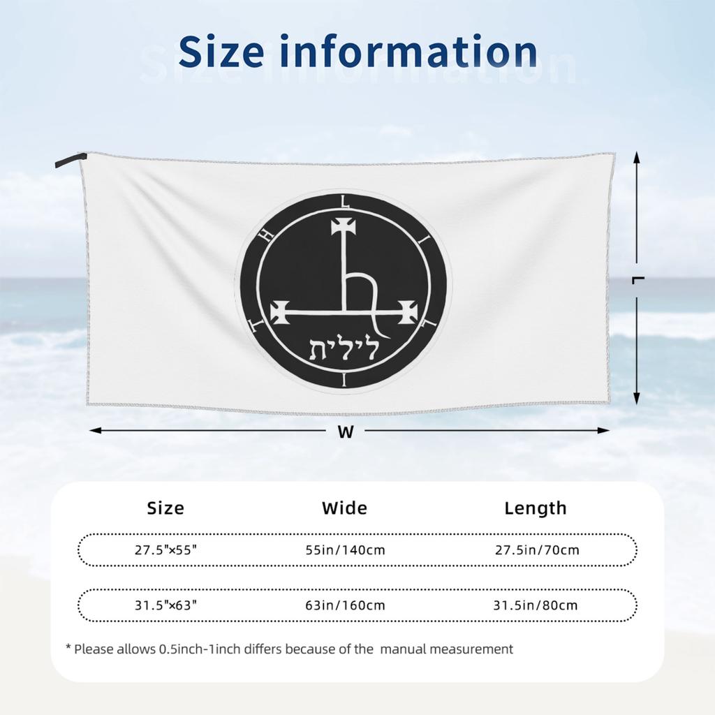 Sigil Of Lilith Altar Cloth Beach Towel Soft Microfiber Quick Dry Absorbent Quick Towels For Pool