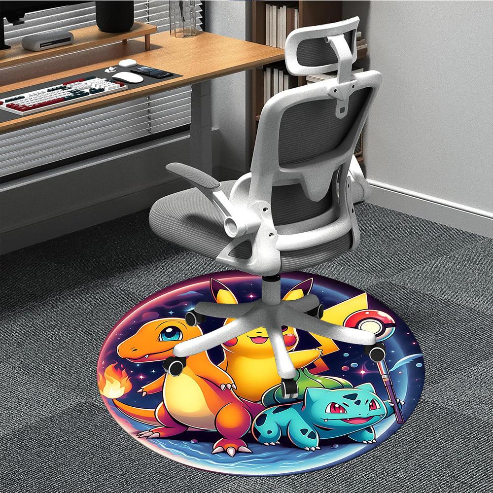 1pc Pokémon Charmander, Pikachu Carpet, Round Non-Slip Durable Large Size Office Carpet, Suitable for Office, Beautiful Decoration 80cm
