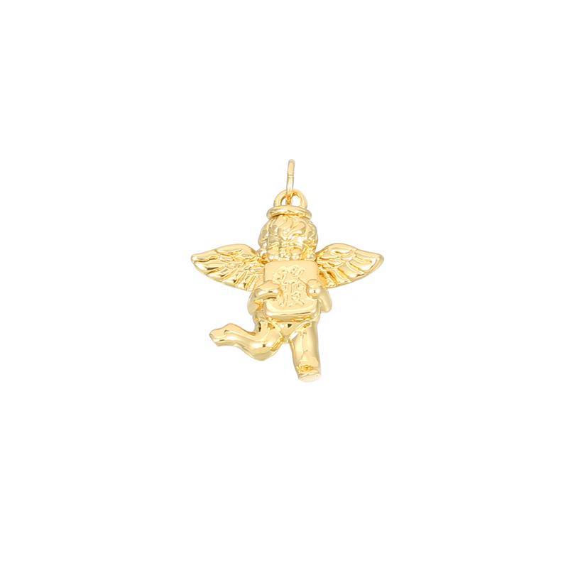 14K Vergoldete Engelsflügel Amor Anhänger Halskette - Handgefertigter Kupfer Charm Zubehör