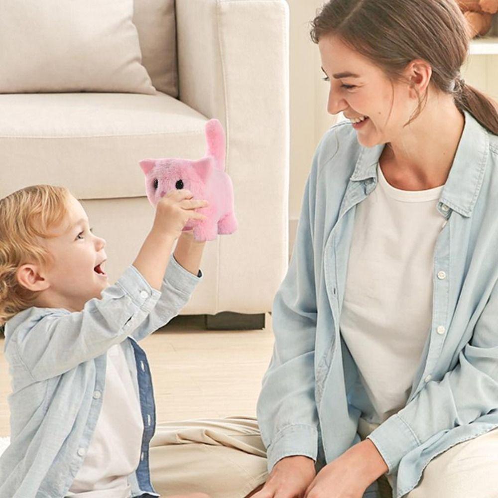 Tail Wagging Cat Plush Toy Head Shaking Walking Interactive Cat  Holiday Gift