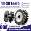 45# Steel 08A Dual-Drive Sprocket (10Teeth-30 Teeth) Fake Double Row Design for Single Roller Chain Industrial Transmission