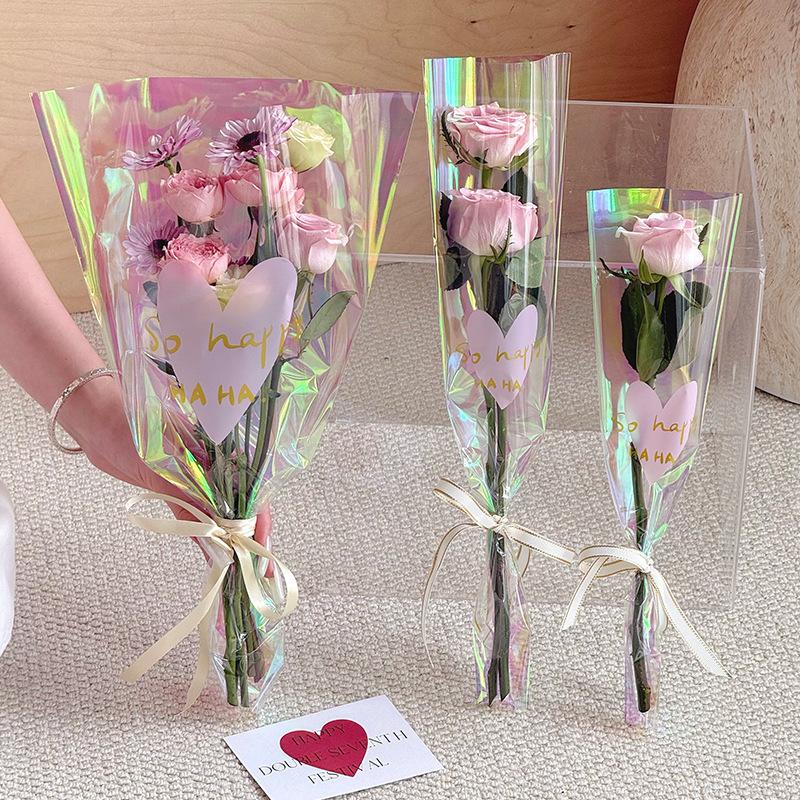 30 st Genomskinliga Rosförpackningspåsar Blomsterbukett Plastpåse Bukettinslagspapper En Rak Påse Blomförpackning