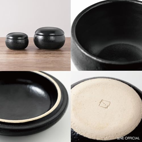 &NE Banko Ware Rice Container, Small, Hare to Ke (Special Occasions), Black, Holds 1 Serving (0.5 cups), Made in Japan, Ceramic, Microwave and Oven Sa