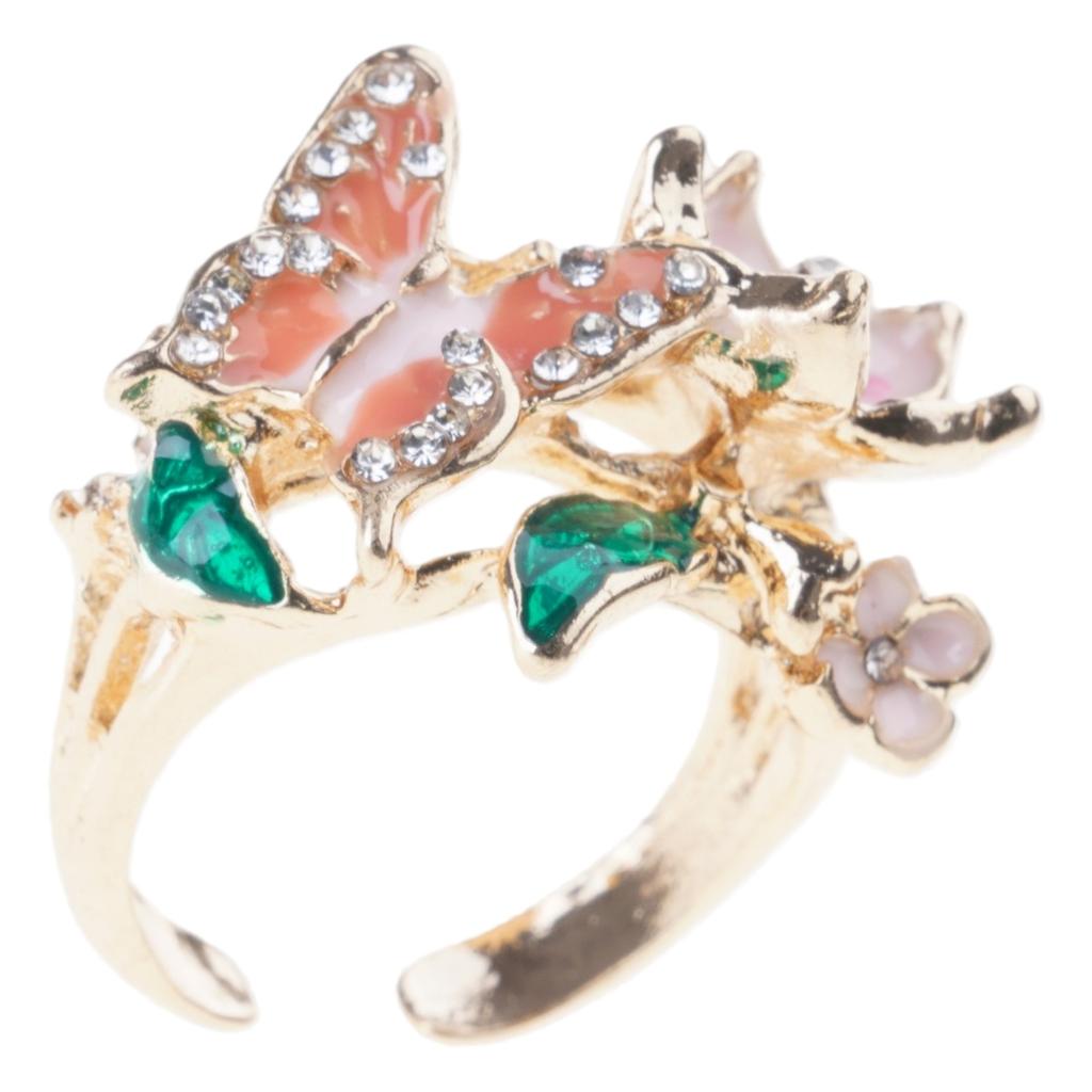 Fashion Butterfly Rings Featuring Vibranting Drip Oil Alloy Construction For Everyday Elegant And Symbolic Charm