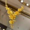 Shajin Blooming Necklace: Women's Simulated Gold Pendant, Luxurious High-End Wedding Jewelry.
