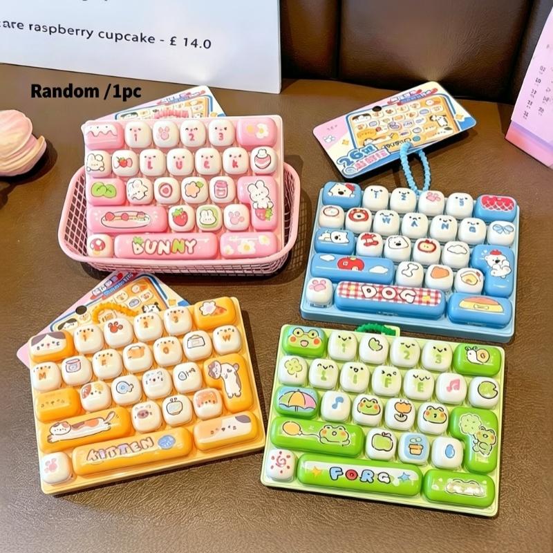 26 Buttons Cute Cartoon Simulation Keyboard Toy Portable Stress Relief Fidget Pendant for Kids Long Car Ride Boredom Relief