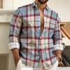 Men's 3D Printed Geometric Color-Blocked Long-Sleeved Shirt, Stylish Casual Slim-Fit Shirt, Outdoor Street Style Men's Top