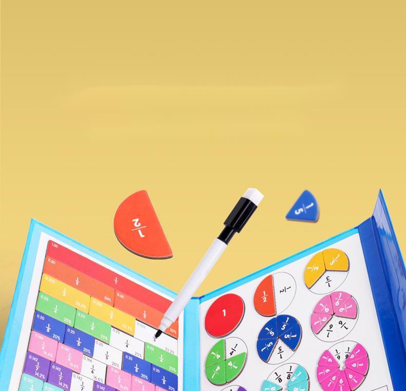 Fraction Learning Math Montessori Arithmetic Teaching Board Games Wooden Book Educational Toys For Children Party Game Christmas