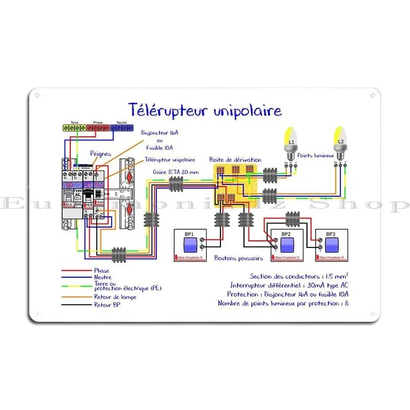 Telerupteur Unipolaire Metal Plaque Poster Designer Club Party Party Living Room Tin Sign Poster 20x30cm(7.8x11.8inch)