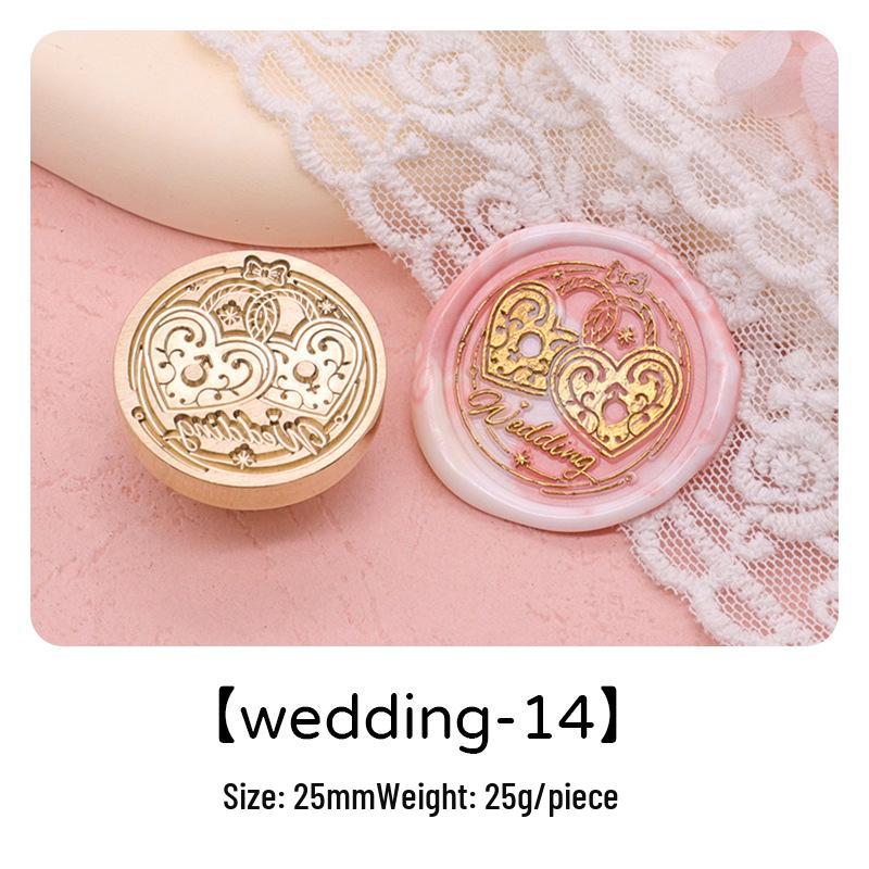 Wedding Series Round Wax Seal Stamp Head - Copper Handmade Letter Sealing