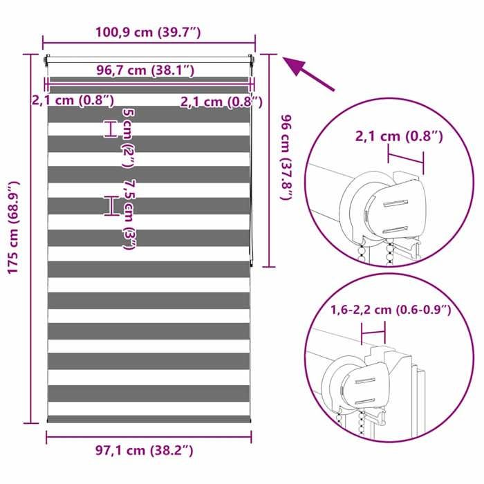 VidaXL Roller Blind Light Filtering 100x175 Cm Grey Blackout Blind Window Home 240211