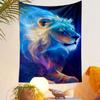 "Galaxy Lion with Neon Glow Design" Patterned tapestry home decor, suitable for bedroom and living room, gift