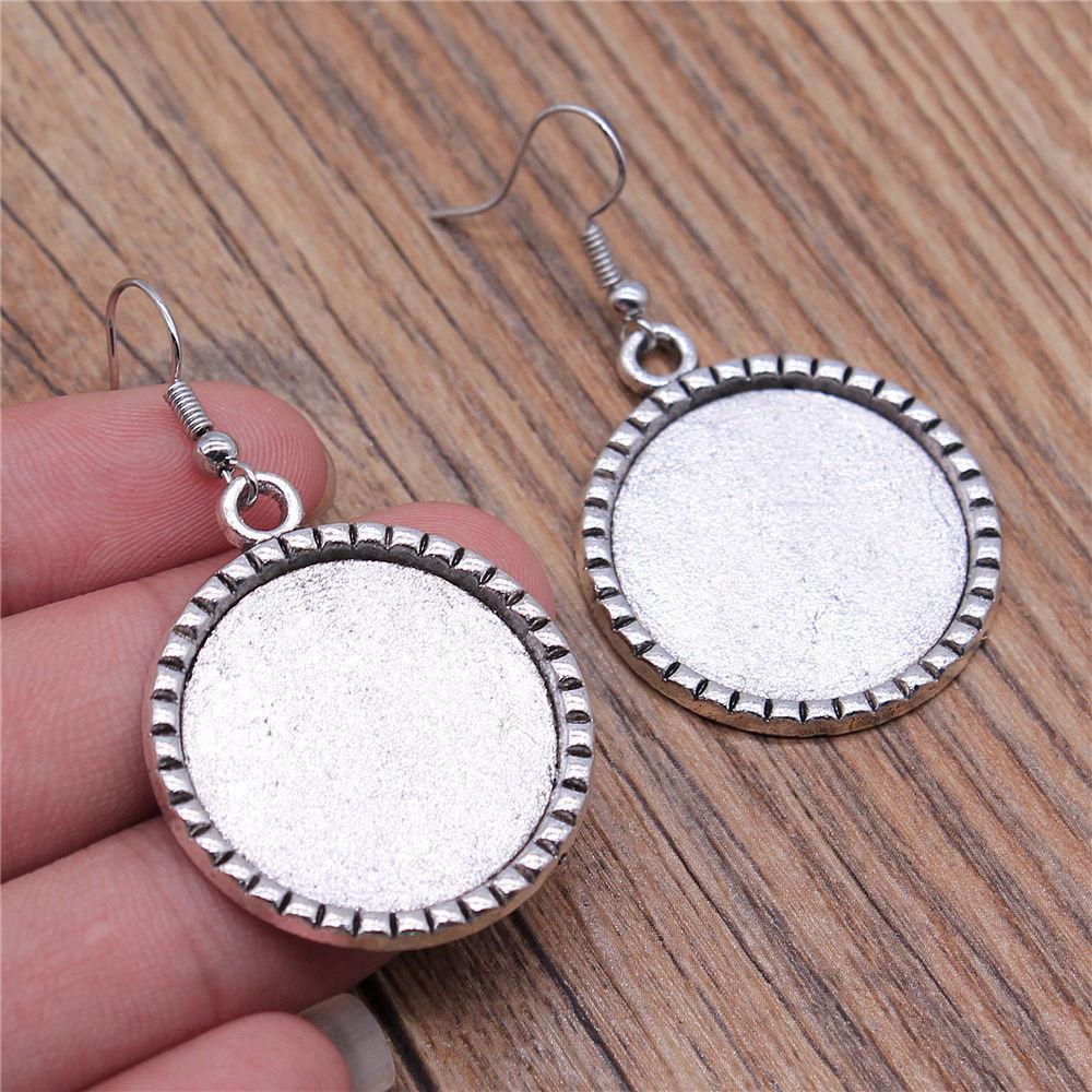 Drop & Dangle Earring Round Ear Hook Glass Cabochon Base Setting Tray Minimalist Jewelry ComponentsEarring Size 18x19mm QE025