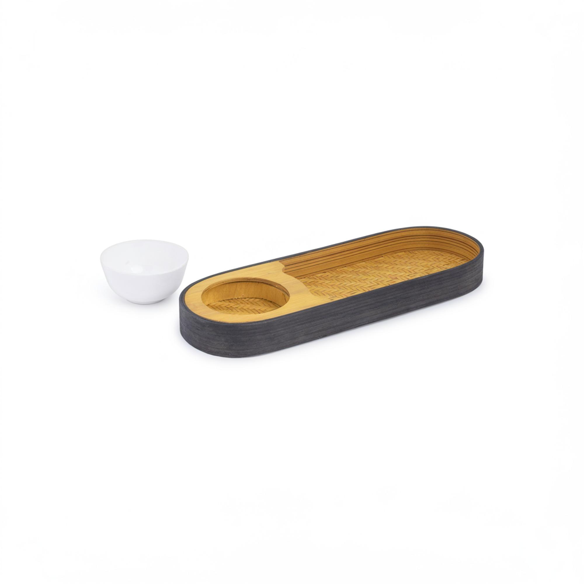 Bamboo Oval Snacks Platter With Bowl