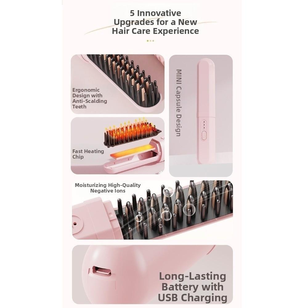 USB Rechargeable Heated Hair Straightening Brush for 3.7V2000mAh for Travel, Home