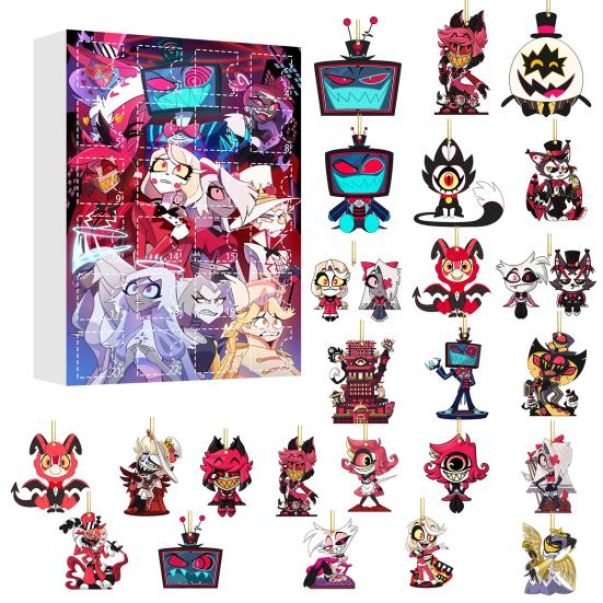 Hazbin Hotel Advent Calendar 24 Day Christmas Countdown Box with Unique Window Design Multifunctional Holiday Decoration for Kids Rooms Houses Cars