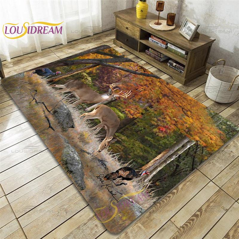 Wild Animals Deer Wildebeest Carpet for Living Room Bedroom Rug Kitchen Door Kids Unslip Floor Mats Birthday Gift Alfombra Rug