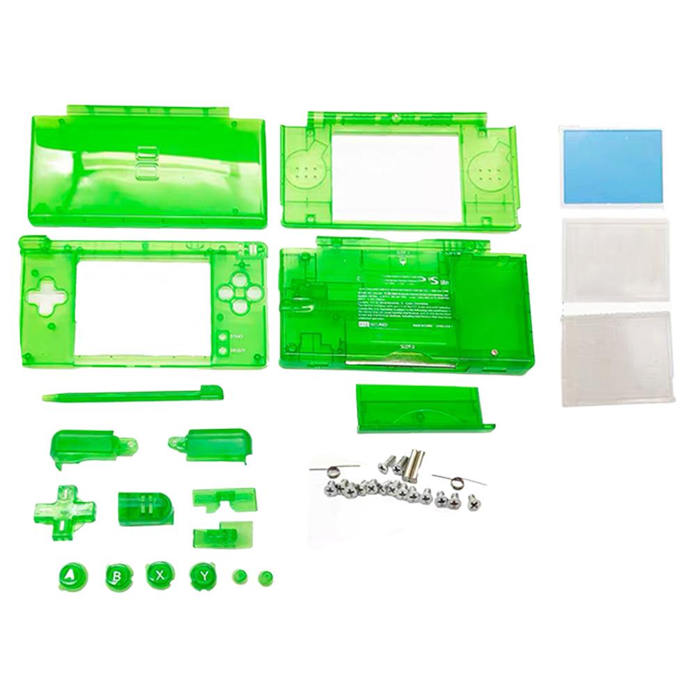 Transparante Volledige Behuizing voor Nintendo DS Lite NDSL Vervangingsschaal Kit met Knoppen Schroeven 6 Kleuren Transparante NDSL DIY Cover groen