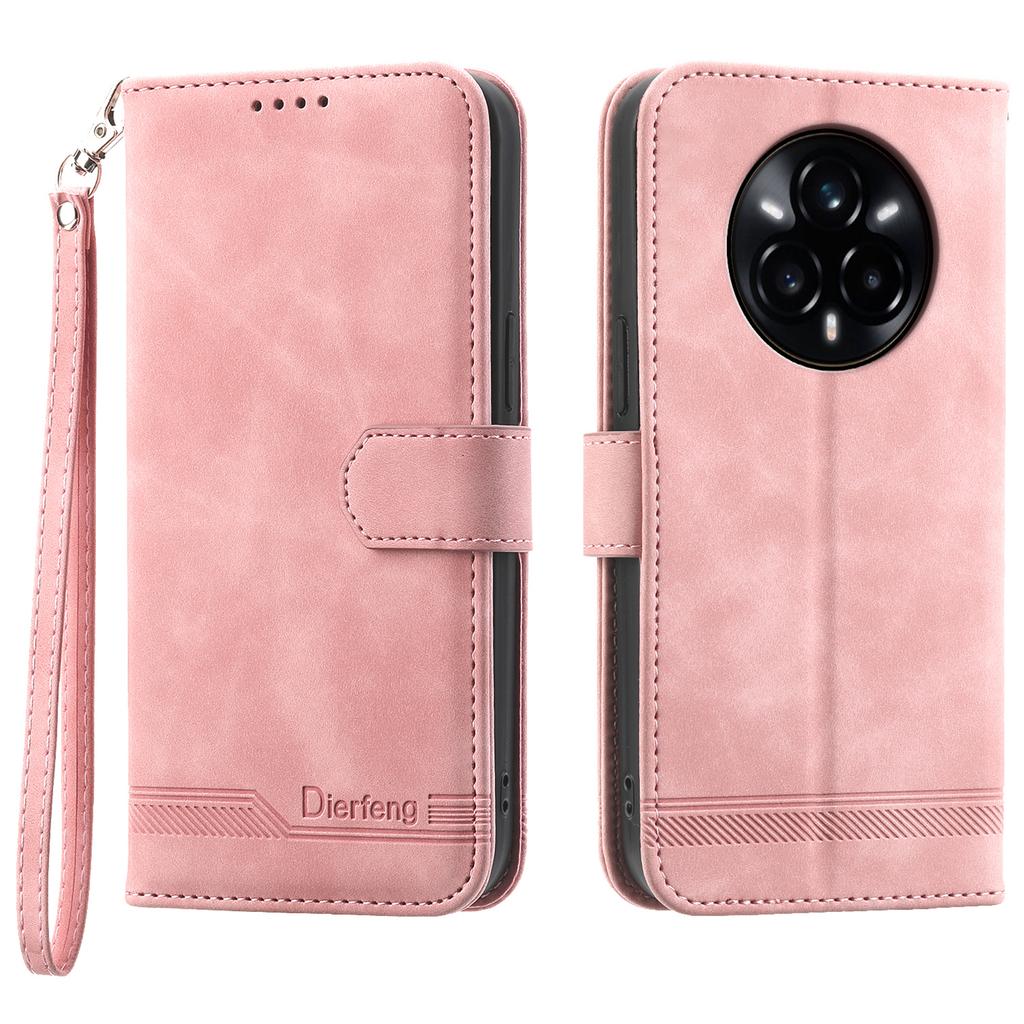 DIERFENG DF-03 For Realme 14 Pro+ 5G Leather Case Lines Imprint Wallet Phone Cover