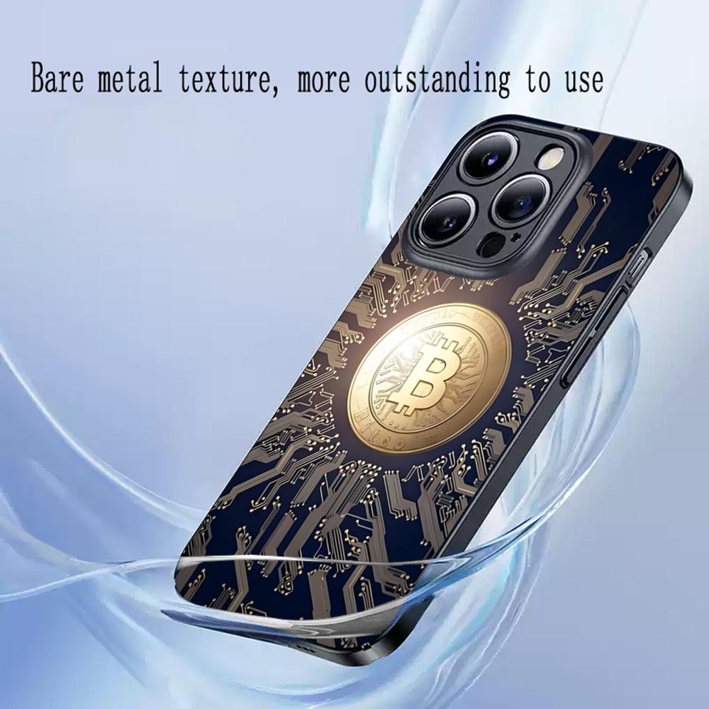 Stylish cool Bitcoin BTC Phone Case For iPhone 16 15 14 13 12 11 X XR XS 8 Plus Mini Pro Max Soft black Shockproof Cover