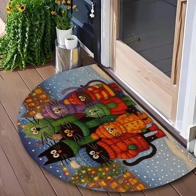 60*90cm Katzen-Druck BodenMATTEN, Dekorative MATTEN zum Betreten und Verlassen des Hauses, Rutschfeste FußMATTEN für Badezimmer und Toiletten