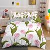 Spring Flowers Tulip Bedding Set Morning Glory Pink Rose Duvet Cover Double Queen King Twin Full Size Women Girls Duvet Cover