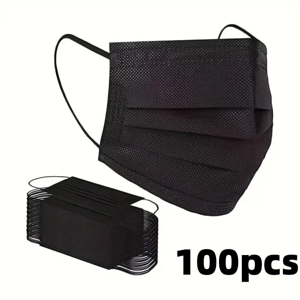 200pcs Black Disposable Face Masks 3 Layers Ply Filter Nonwove Anti Dust Breathable Protective Safe Facemask Adult Mouth Mask