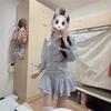 Temperament Bow Printed Striped Shirt Dress Women's Summer New Five-quarter Sleeve Waist Thin A-word Short Skirt