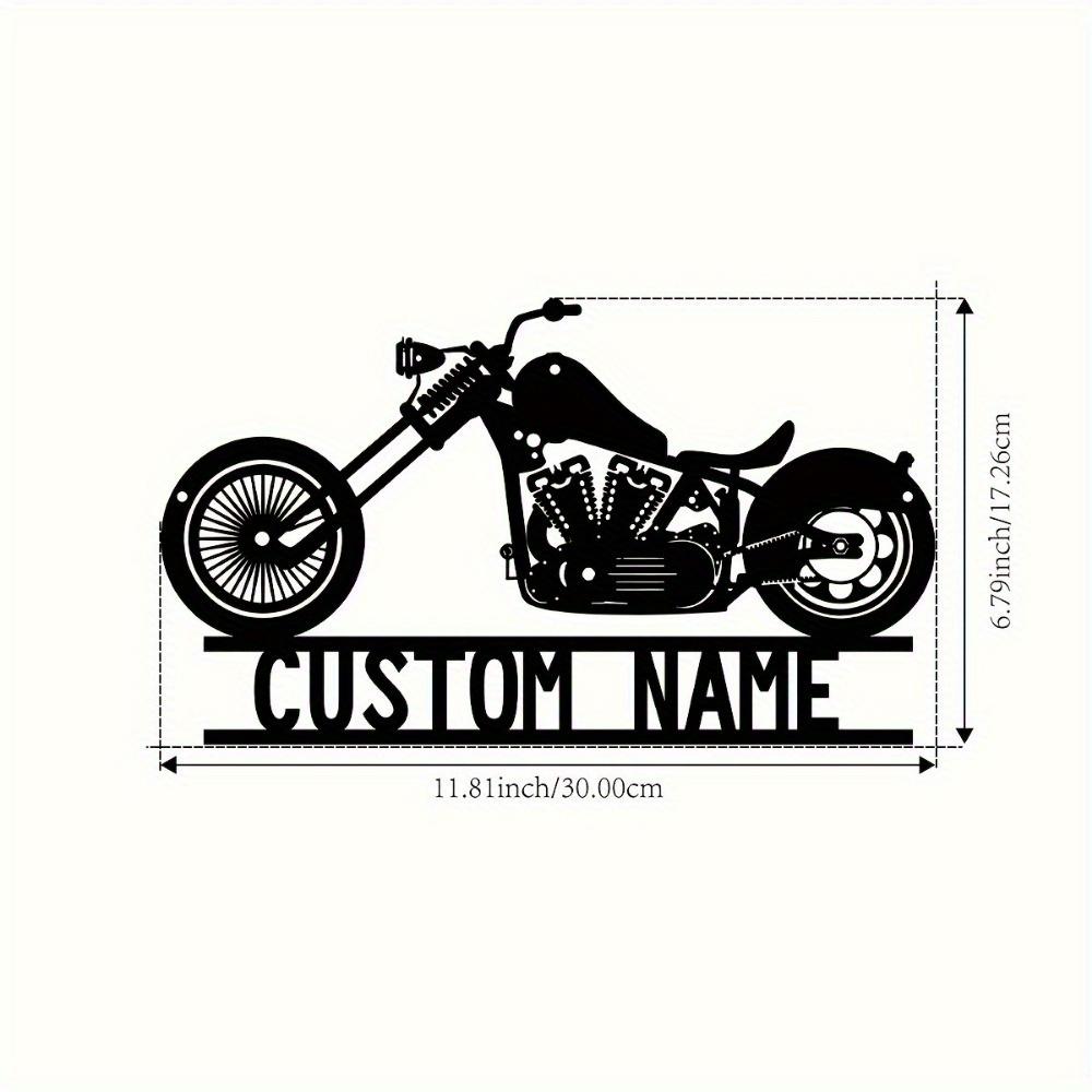 Винтажная металлическая настенная табличка с изображением мотоцикла, индивидуальная табличка с именем, Железное искусство, Для помещения и улицы, Подарок