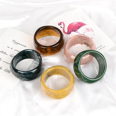 1PCS Vintage Fun Exaggerated Irregular Acrylic Classic Texture Resin Bangles Women Geometric Charm Bracelets Popular Jewelry