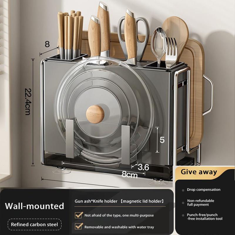 Kitchen Knife Rack Wall-mount Cutting Board Storage Racks Household Multifunctional Countertop Chopping Board Storage Rack