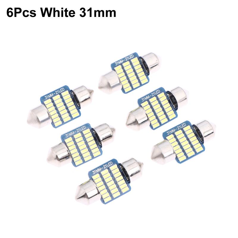 6Pcs C5W Led Bulbs Canbus Festoon Led For Car Interior Dome Trunk License Plate Lights 12V 300Lm 6500K White