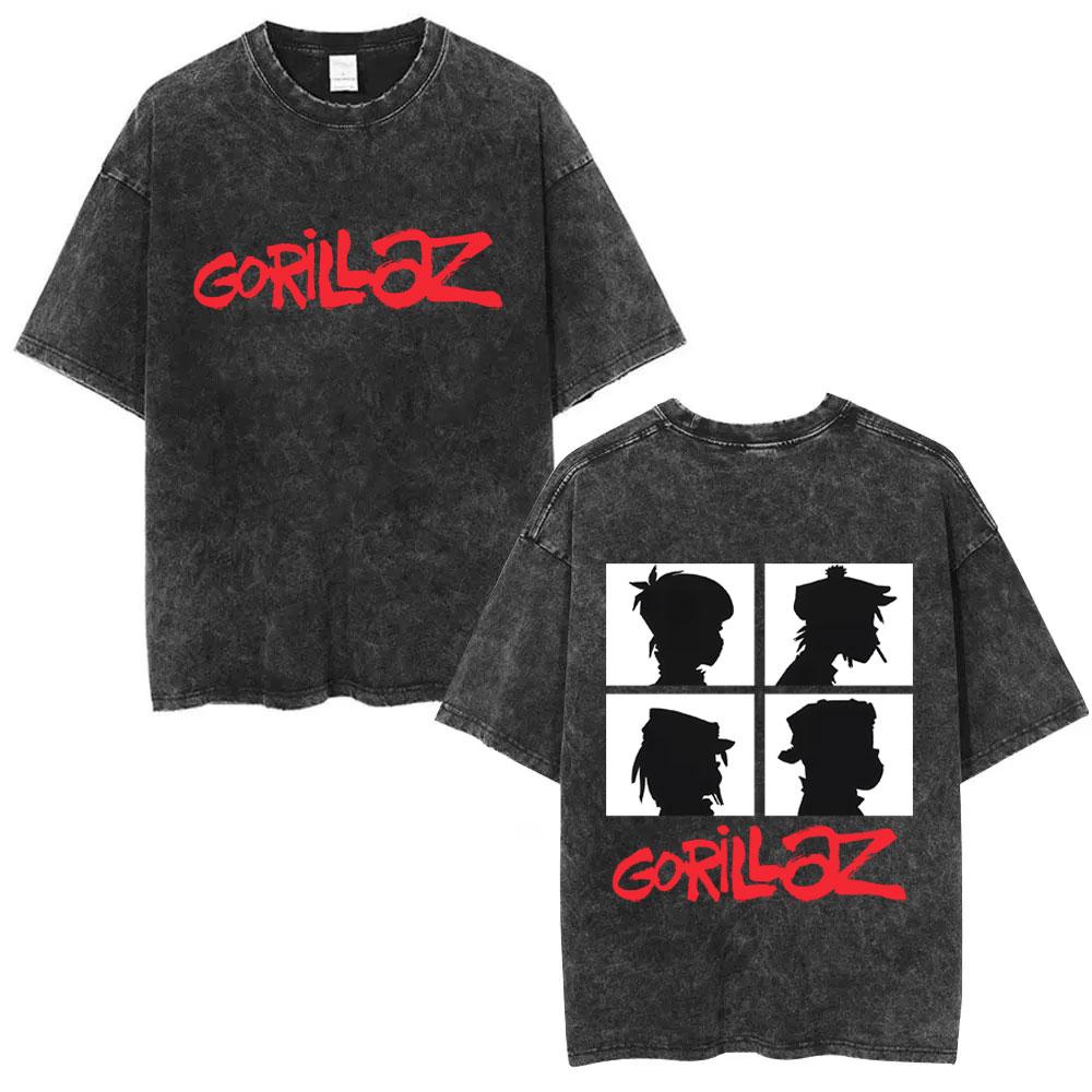 

Washed Vintage Rock Band Gorillaz The Mountain Tour Tshirt Men Women Hip Hop Fashion Oversized T Shirt Mens Streetwear S