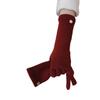 Raccoon velvet wool high-quality long winter thermal gloves, female dew two fingers can touch the screen soft and versatile