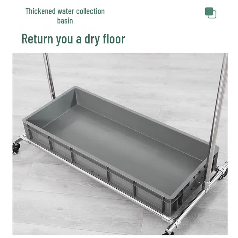 Movable Stainless Steel Mop & Cleaning Tool Storage Rack