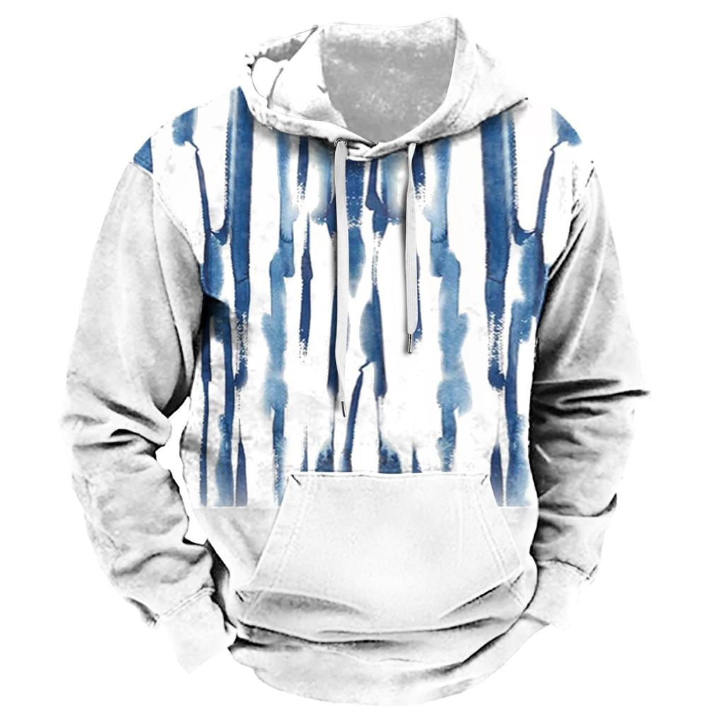 Maglione Autunnale da Uomo Taglia Grande con Cappuccio e Stampa Digitale Nuovo Maglione Basic Taglia Grande