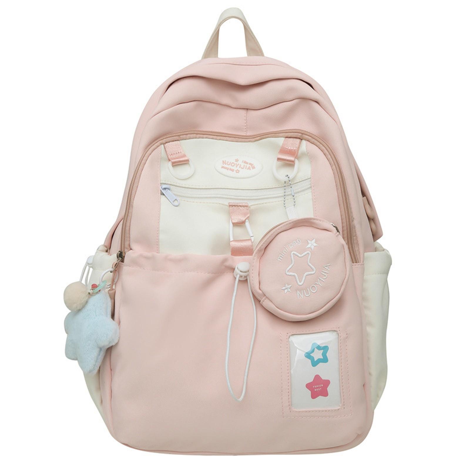 

Backpack, Cream Star Drawstring Backpack, Large Capacity Kawaii Cute Double Shoulder Bag One Size