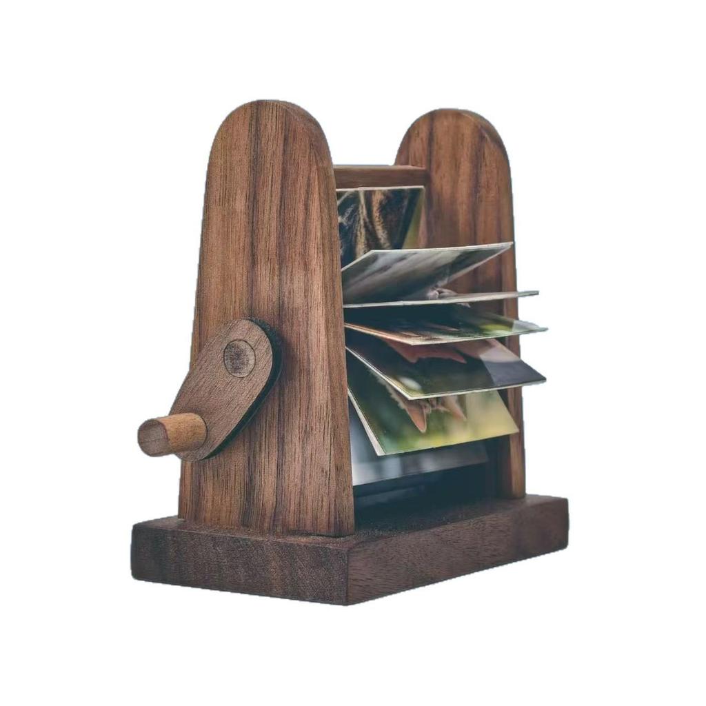 Custom Wooden Hand-Crank Flip-Page Photo Album for Couples - Wedding & Family Gift in Wooden Box