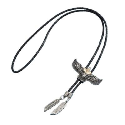 Mens Women American Bolo Tie Western Cowboy Metal Flying Eagle Pendant Necklace