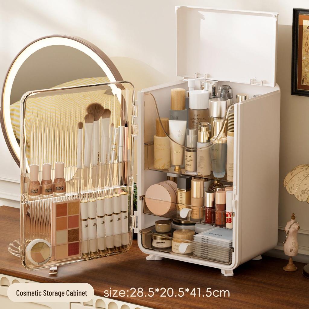 High-Capacity Dustproof Makeup Organizer for Skincare & Lipstick Storage