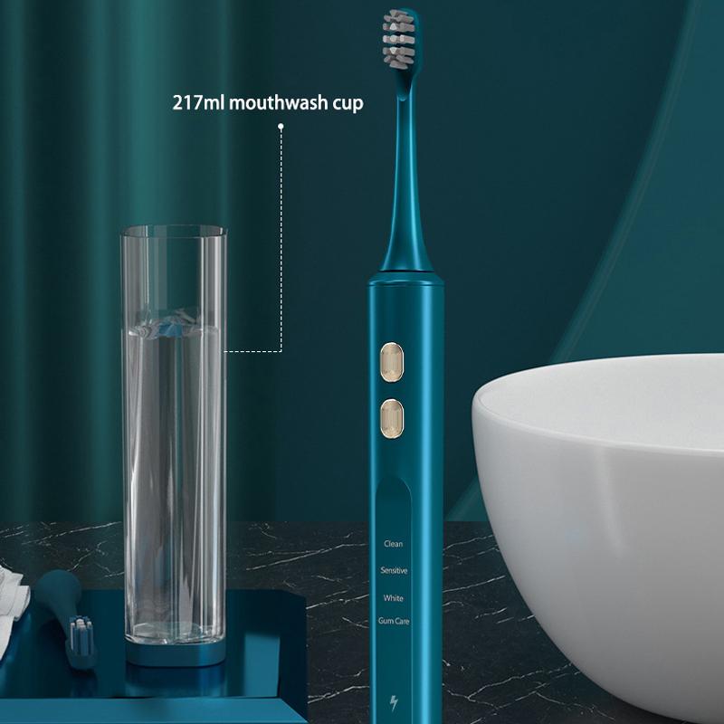 Brosse à dents électrique sonique à ultrasons avec désinfection UV Chargement par induction pour adultes Brosses à dents électroniques 2 têtes de brosse